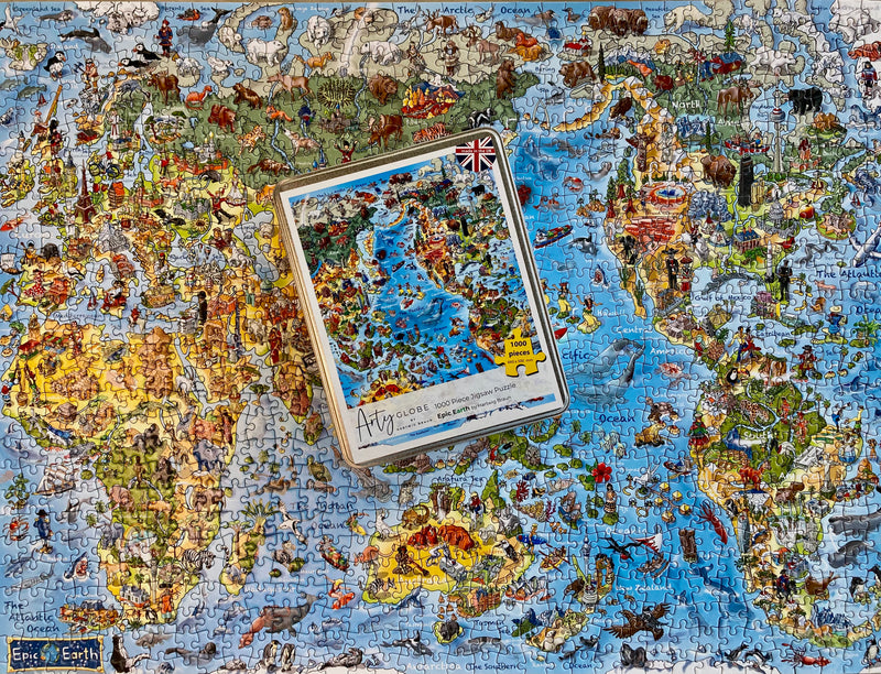 1,000 Piece Jigsaw Puzzle in Tin Box - Jolly Britain (Illustrated UK Map) no